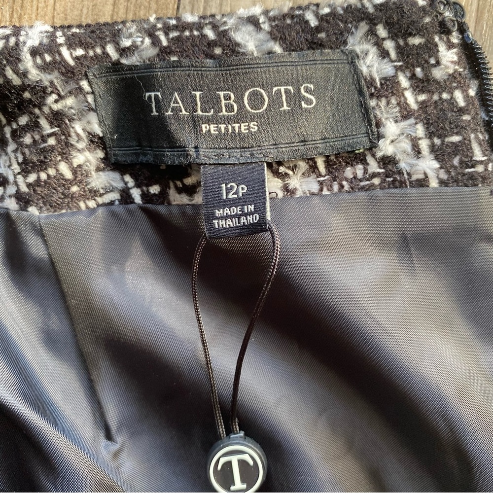 NWT Talbots Black and White Classic Tweed Pencil Skirt Size 12P - Picture 7 of 9